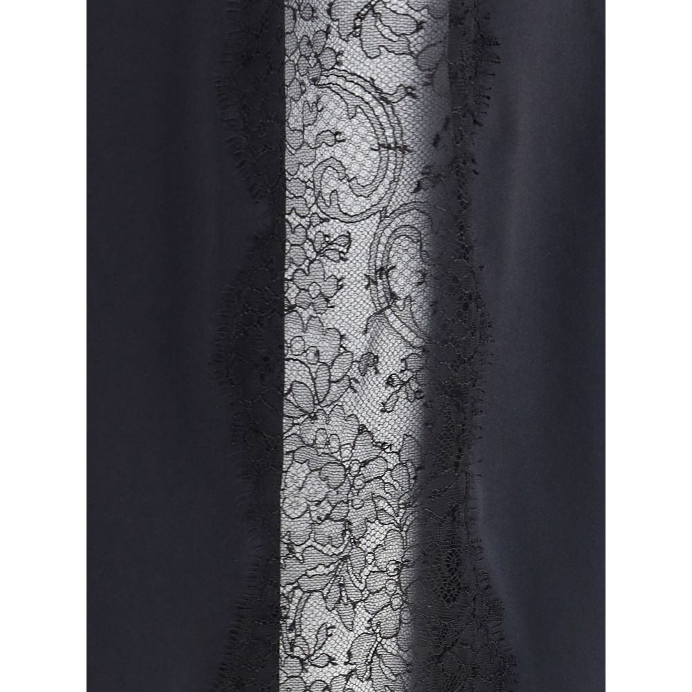 Black Silk Midi Skirt