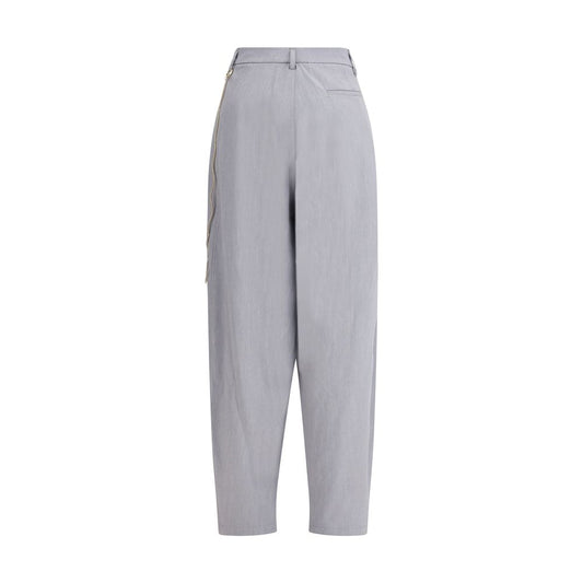 Gray Polyester Casual Pants