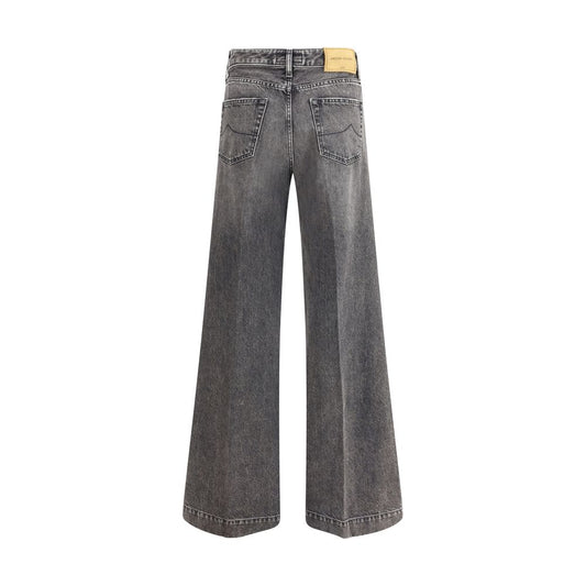 Gray Cotton Relaxed Fit Jeans