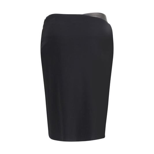 Black Viscose Midi Skirt