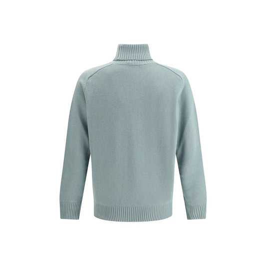 Bicolor Fleece Wool Turtleneck