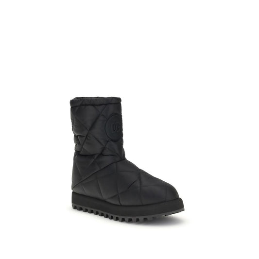 Black Polyamide Flat Boots