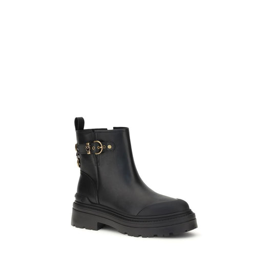 Black Calf Leather Bos Taurus Ankle Boots