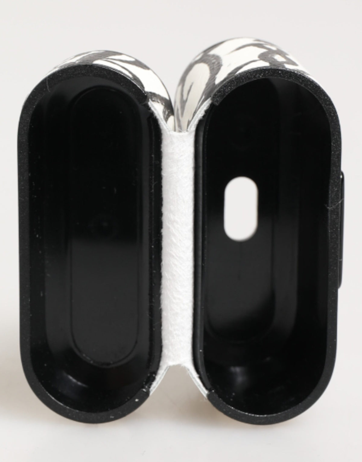 Black White Leather Monogram Print Logo Holder Airpods Case
