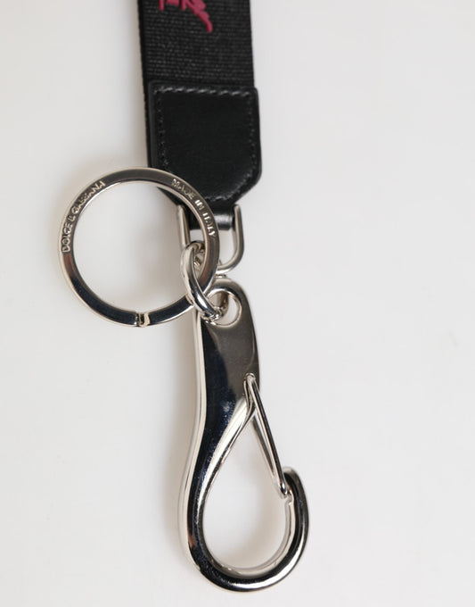 Black Burgundy Nylon DG Logo Crown Holder Keychain Keyring