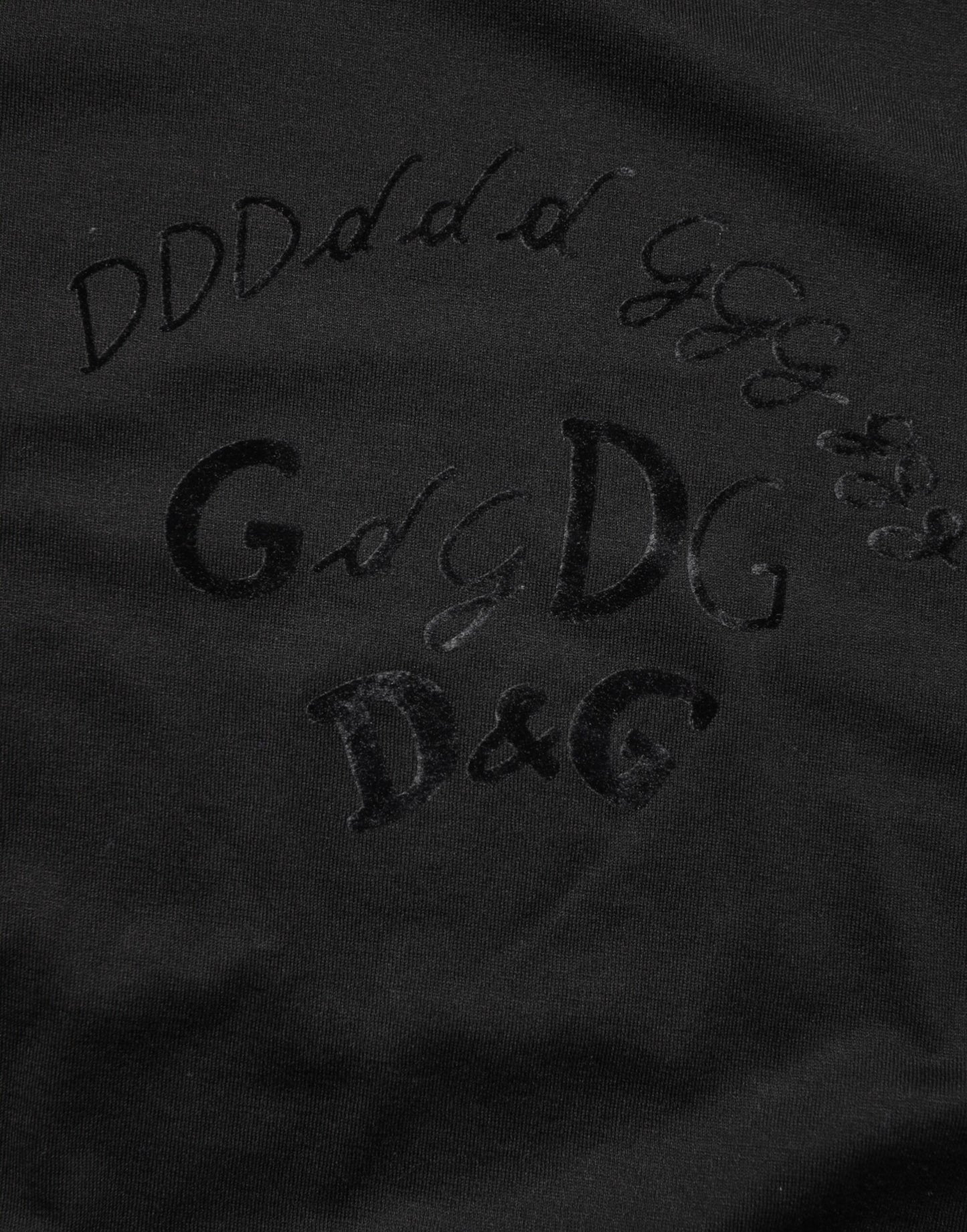 Black Cotton Velvet Logo Print Men T-shirt