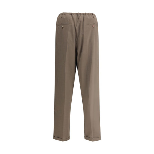 Brown Polyester Casual Pants