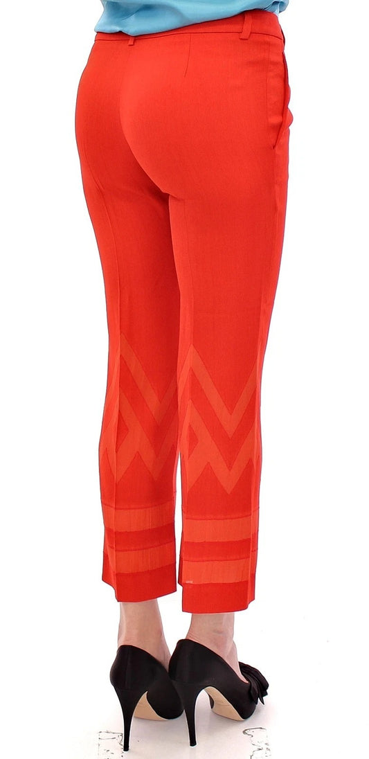 Red Pants Cropped 3/4 Short Nude Capri Pants