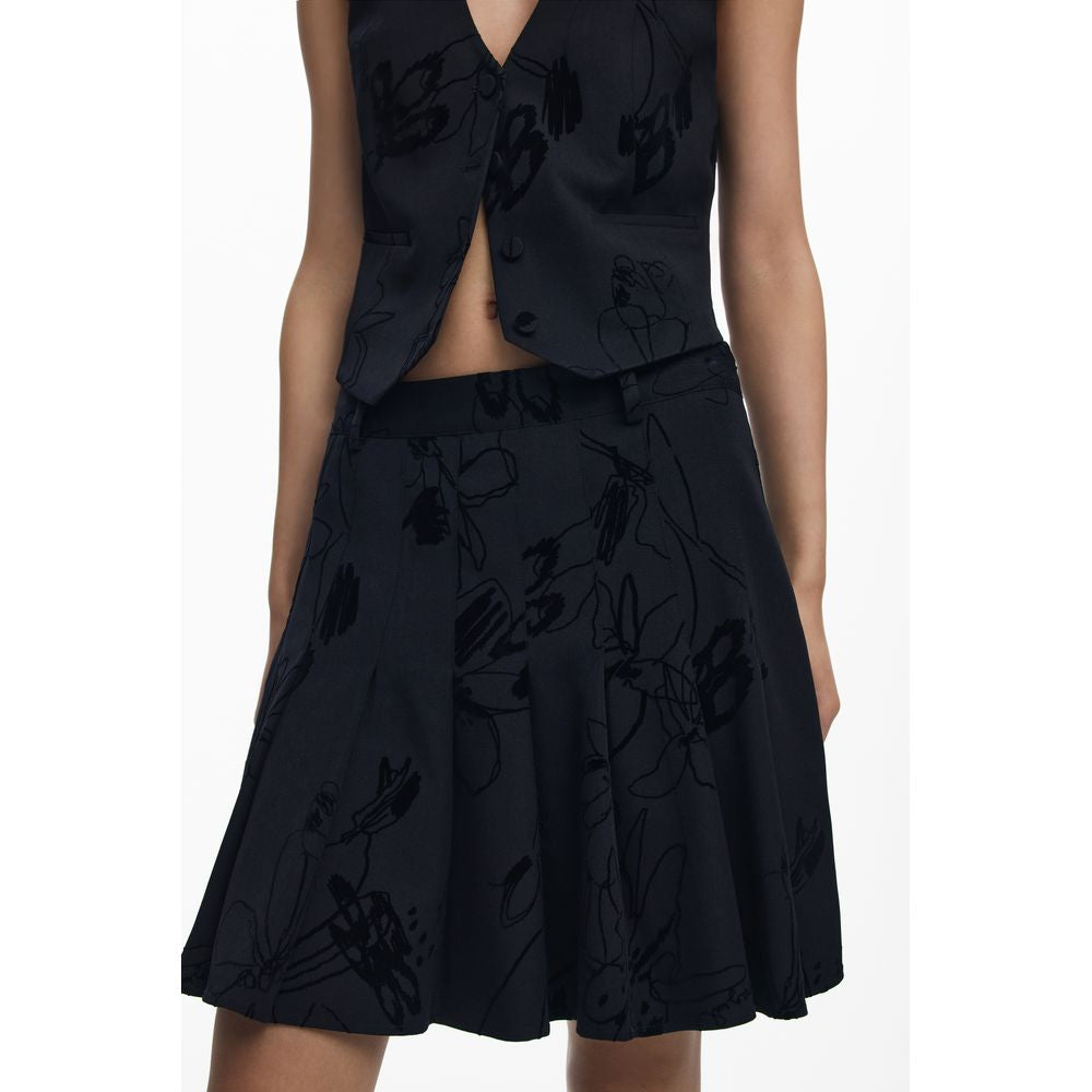 Black Polyester Women Skirt