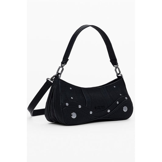 Black Polyurethane Women Handbag