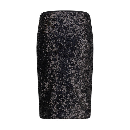 Black Polyester Midi Skirt