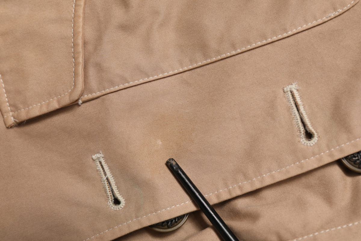Beige Cotton Button Up Fitted Cropped Jacket