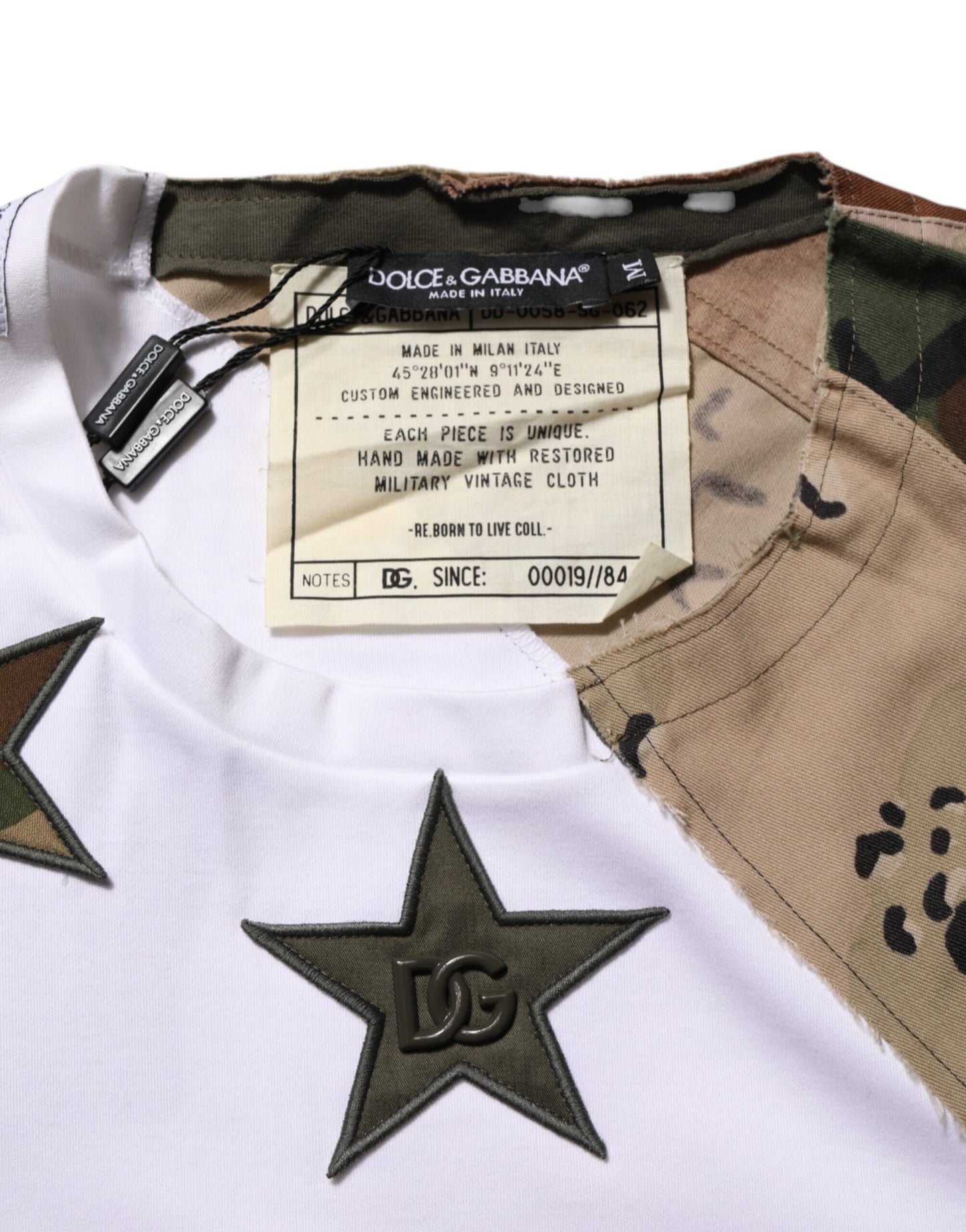 White Camouflage Patckwork Men Cotton T-shirt