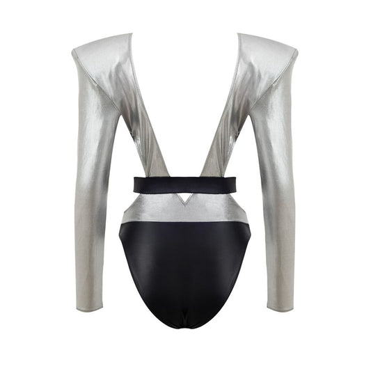 Gray Viscose One-Piece Swimsuit