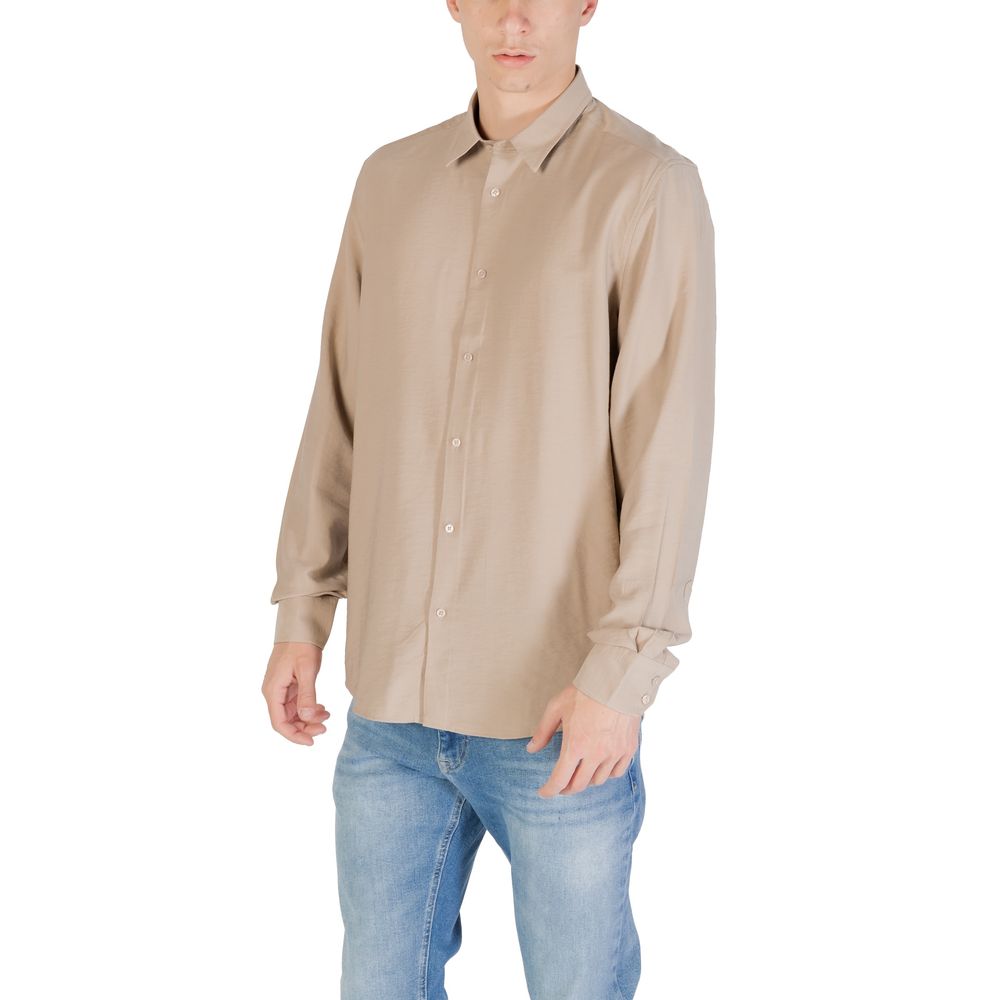 Beige Viscose Dress Shirt