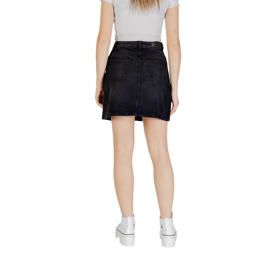 Black Cotton Mini Skirt