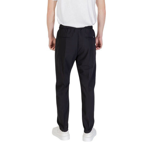 Black Polyester Casual Pants