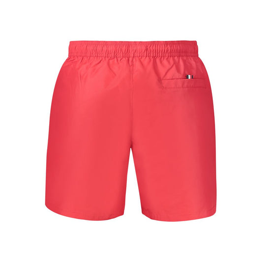 Red Polyester Men's Swim Trunk