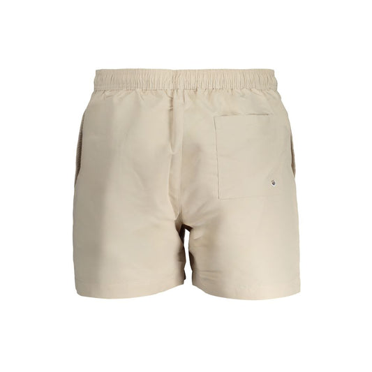 Beige Polyester Men's Swim Trunk