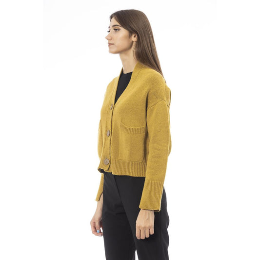 Yellow Merino Wool Women Cardigan