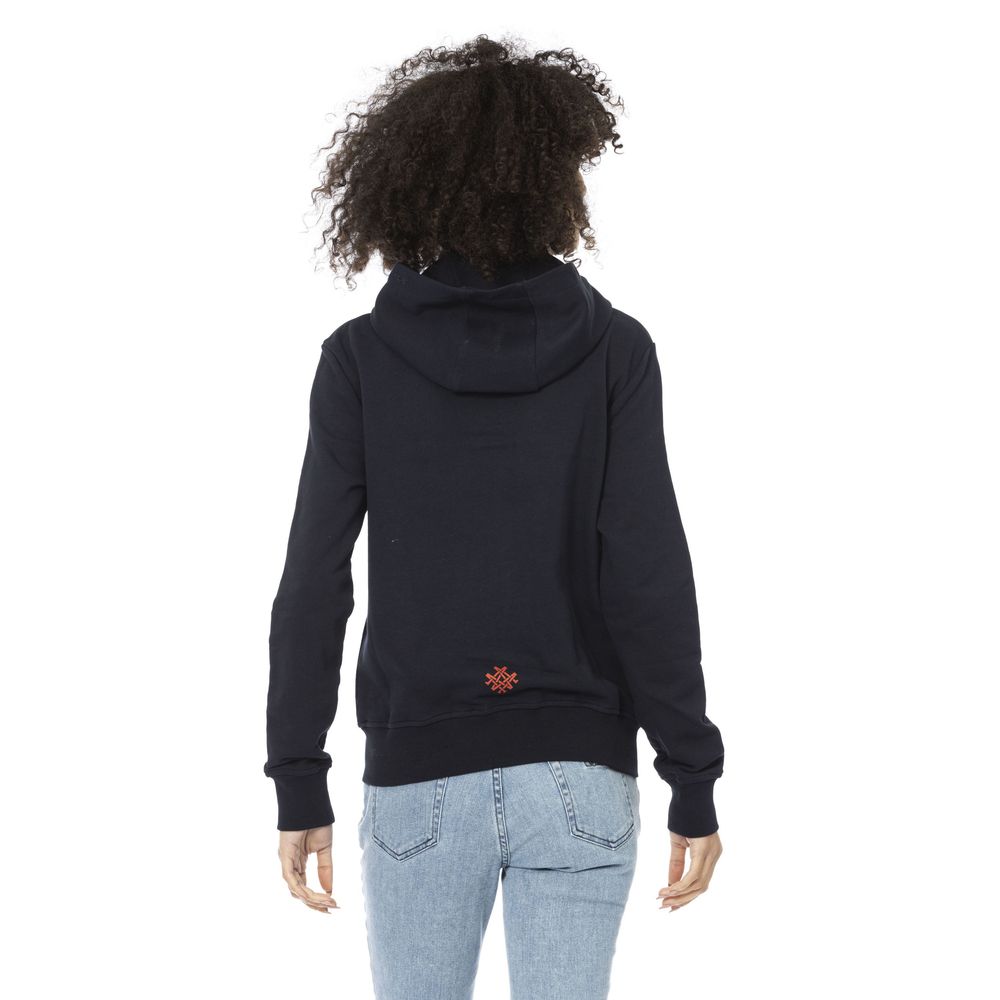 Blue Cotton Women Sweatshirt Top