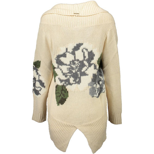 Beige Acrylic Women Cardigan