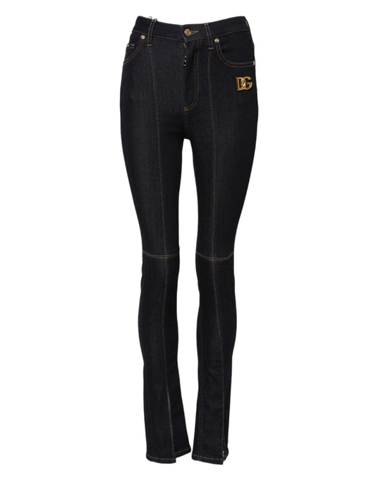 Blue Cotton High Waist Skinny Denim Jeans