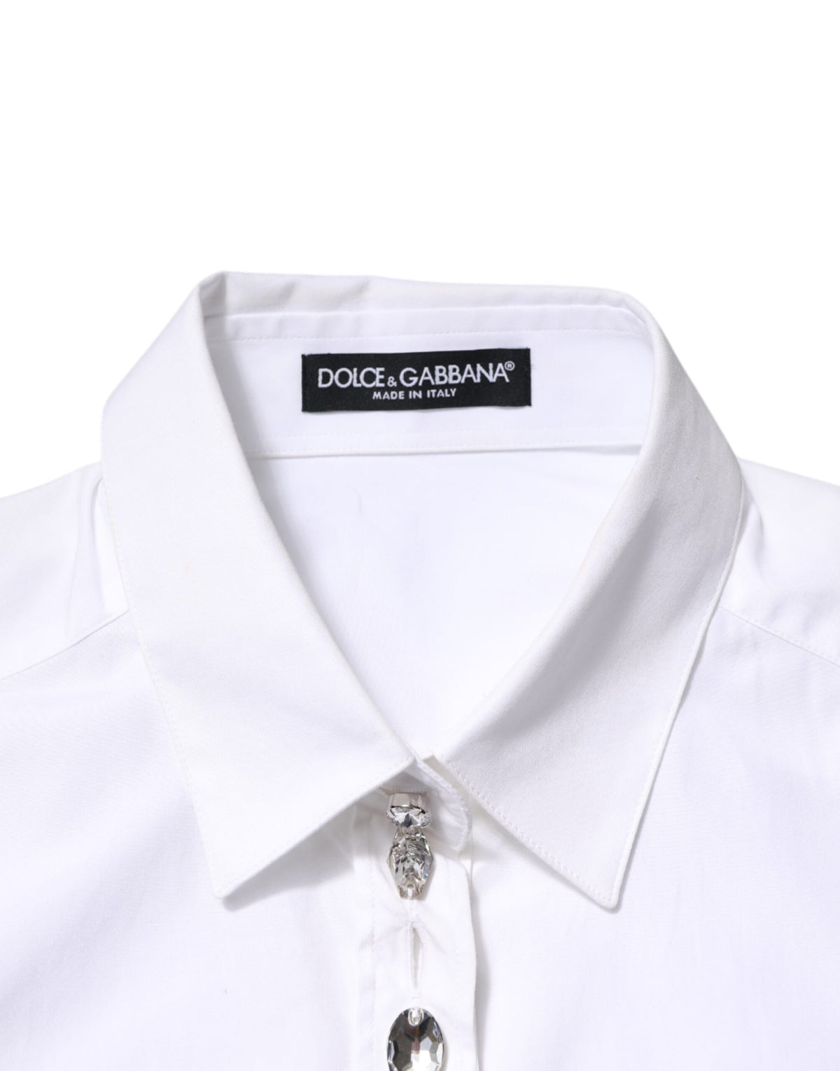 White Crystal Embellished Dress Shirt Top