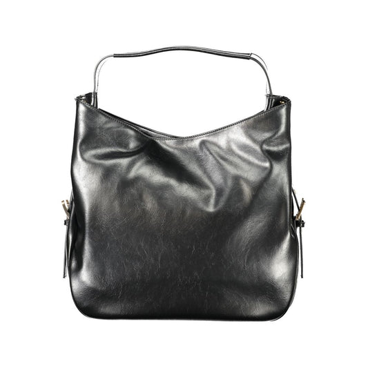 Black Polyurethane Women Hobo Bag