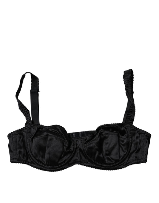 Black Silk Semi-Pad Balconette Bra Underwear