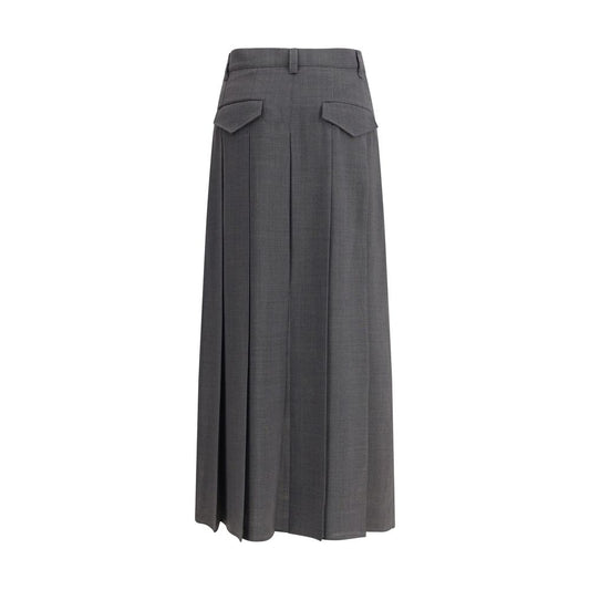 Gray Polyester Long Skirt