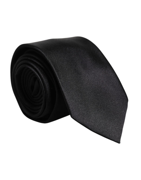 Men Black Solid Silk Adjustable Necktie Accessory Tie
