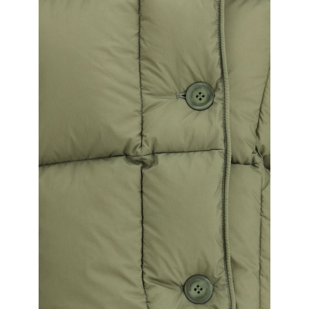 Green Nylon Sleveless Jacket