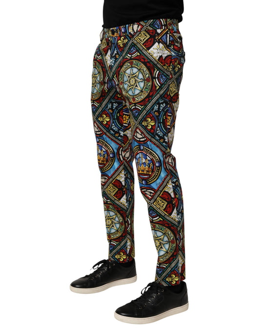 Multicolor Stained Glass Window Style Print Men Pants