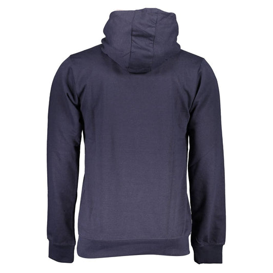 Blue Cotton Men Hoodie