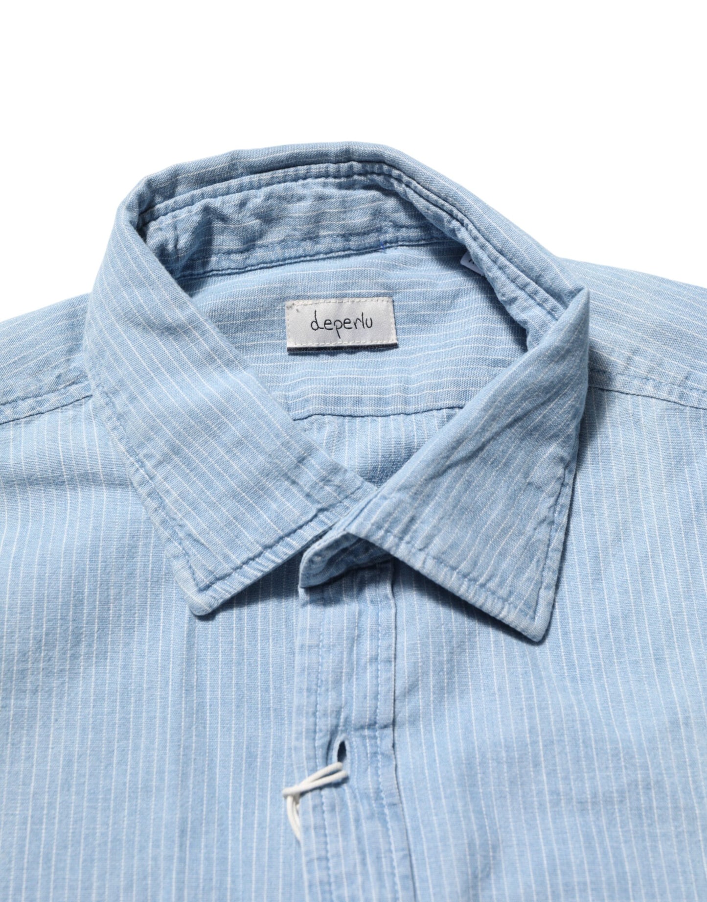 Blue Denim Regular Fit Collared Long Sleeve Men Shirt