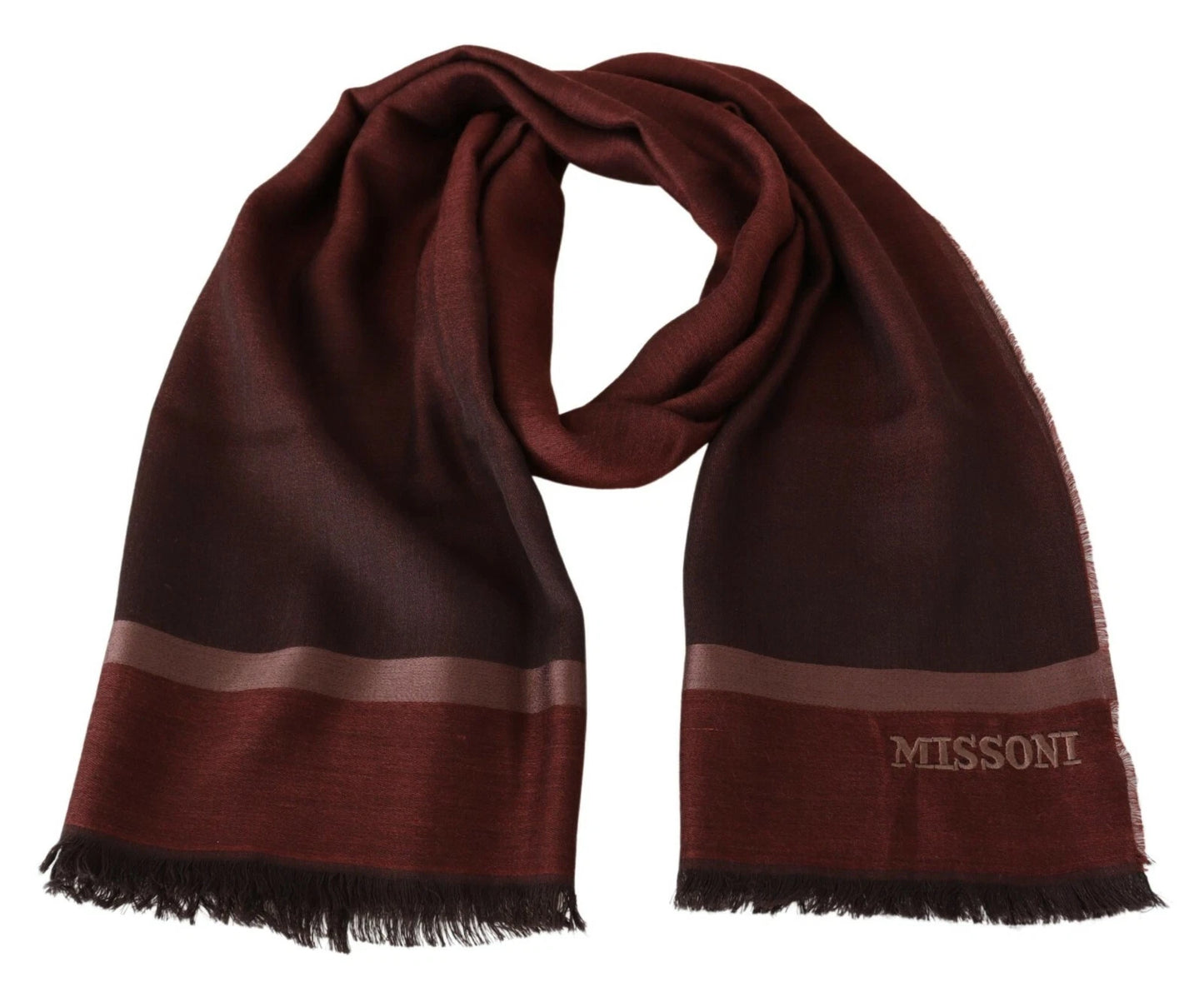 Maroon Striped Wool Blend Unisex Wrap Fringes Scarf