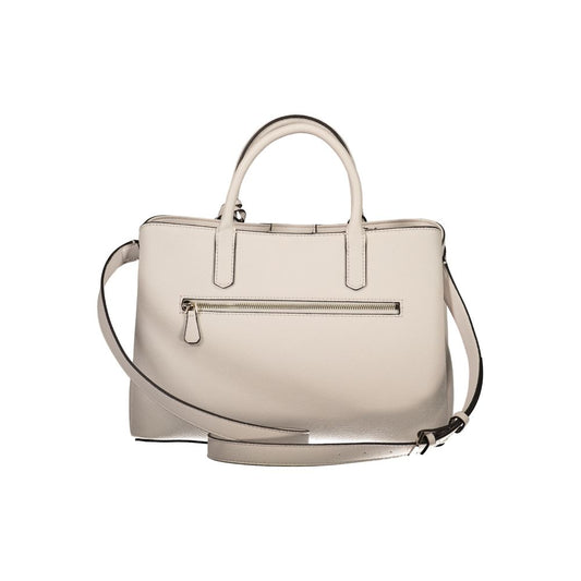 Beige Polyurethane Women Handbag