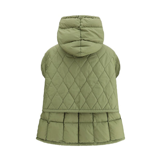 Green Nylon Sleveless Jacket