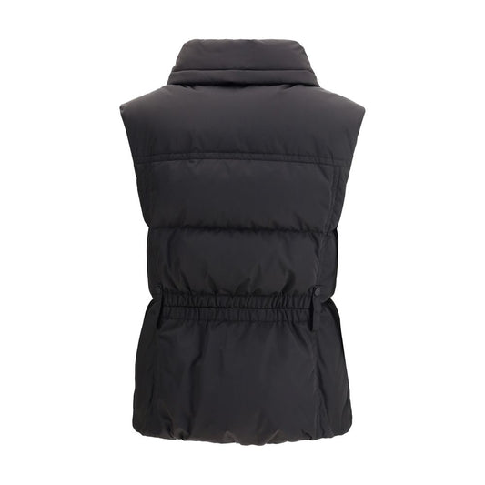 Black Polyester Sleveless Jacket