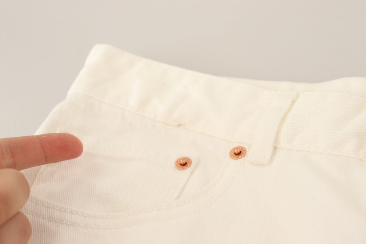 White Mid Waist Knee Length Bermuda Shorts