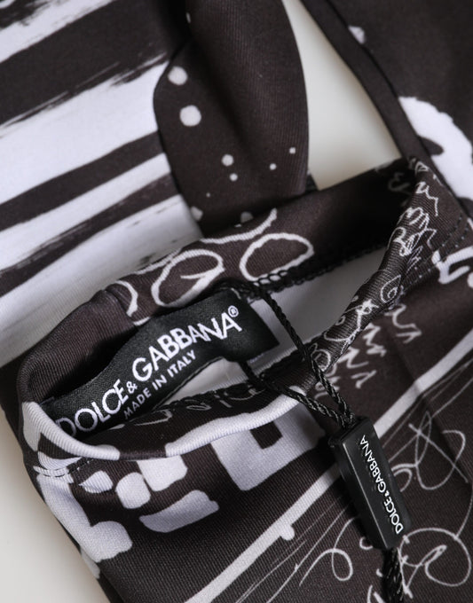 Black White DG Logo Elbow Length Mitten Gloves