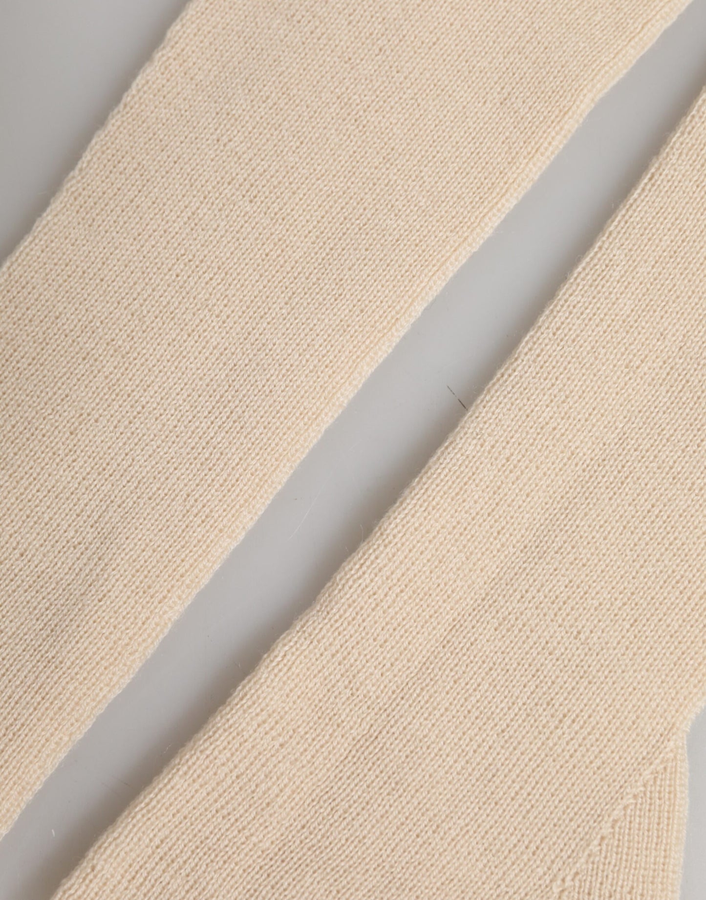 Beige Wool Fingerless Elbow Length Women Gloves