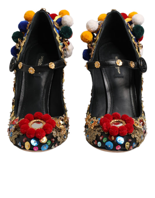 Black Gold Embellished MARY JANES Pumps Shoes
