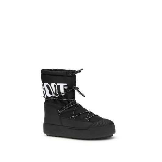 Black Nylon Lace-Up Boots