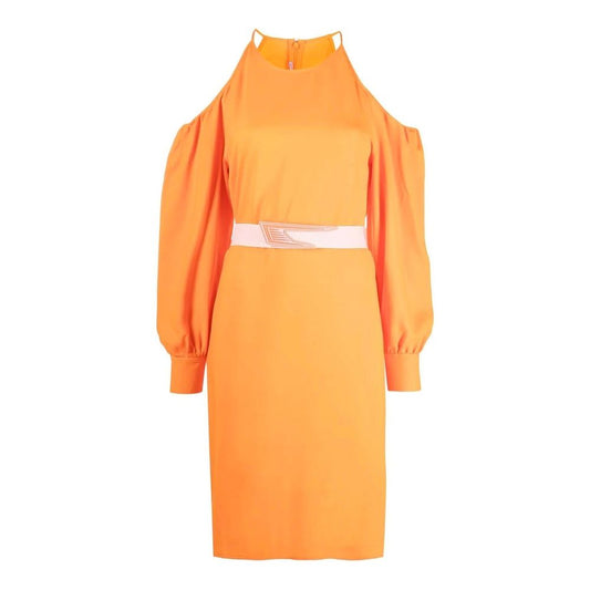 Orange Viscose Casual Dress