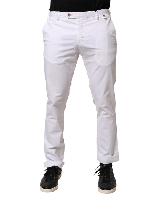 White Cotton Skinny Fit Mid Waist Denim Trouser Jeans