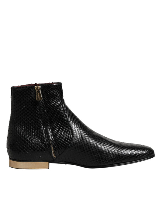Black Leather Chelsea Short Ankle Boots Shoes