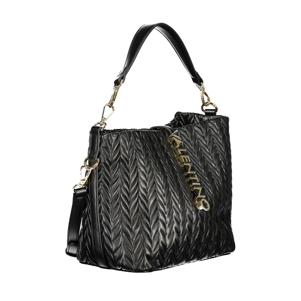 Black Polyurethane Women's Shoulder Bag