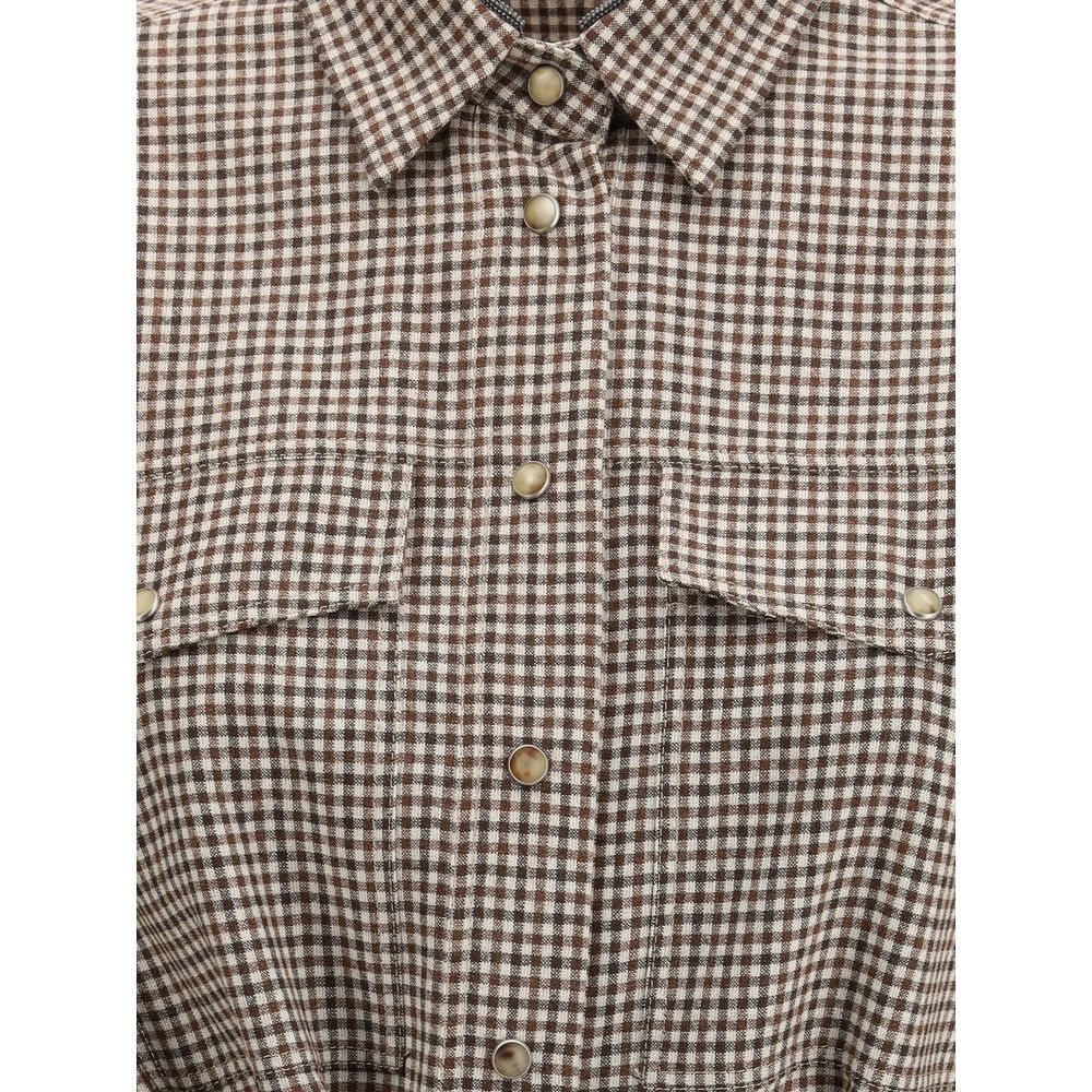 Brown Fleece Wool Pattern Shirt